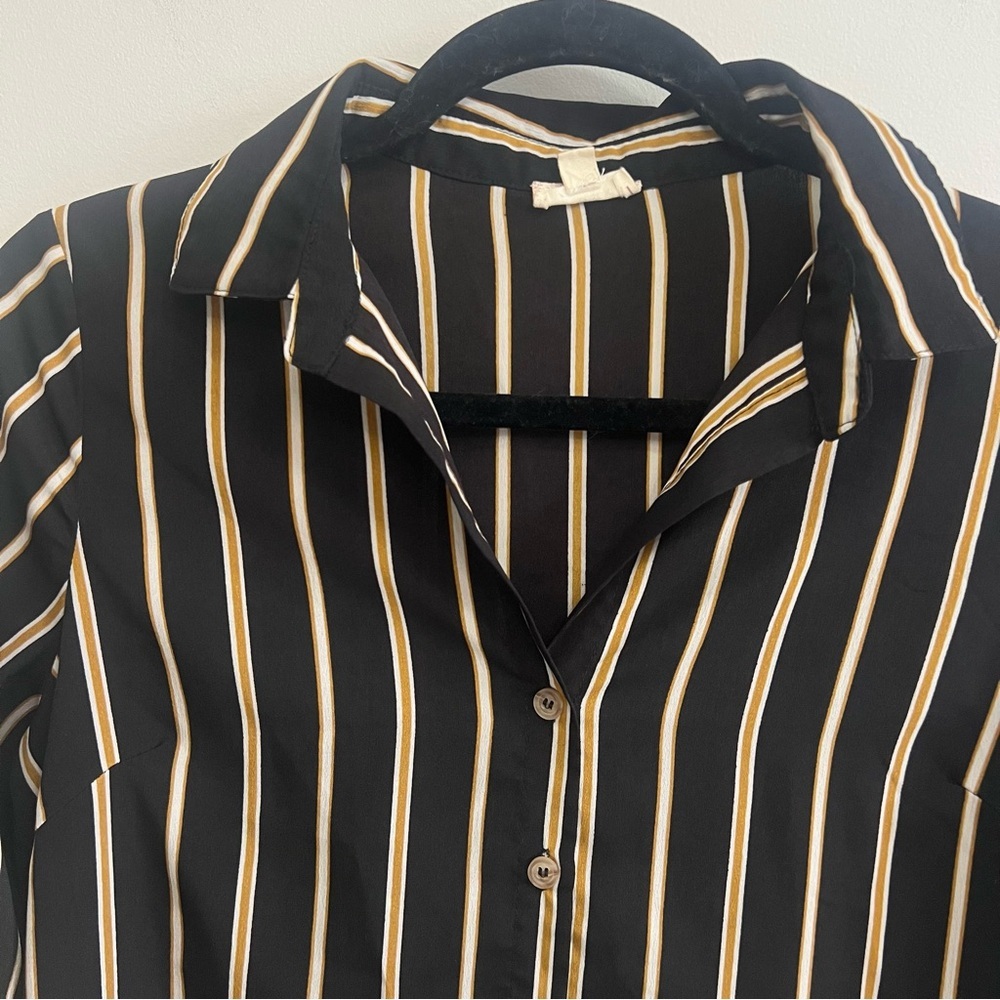 Women’s Striped Button-Down Work Top Office Business Careerwear Career Spring - Picture 4 of 7